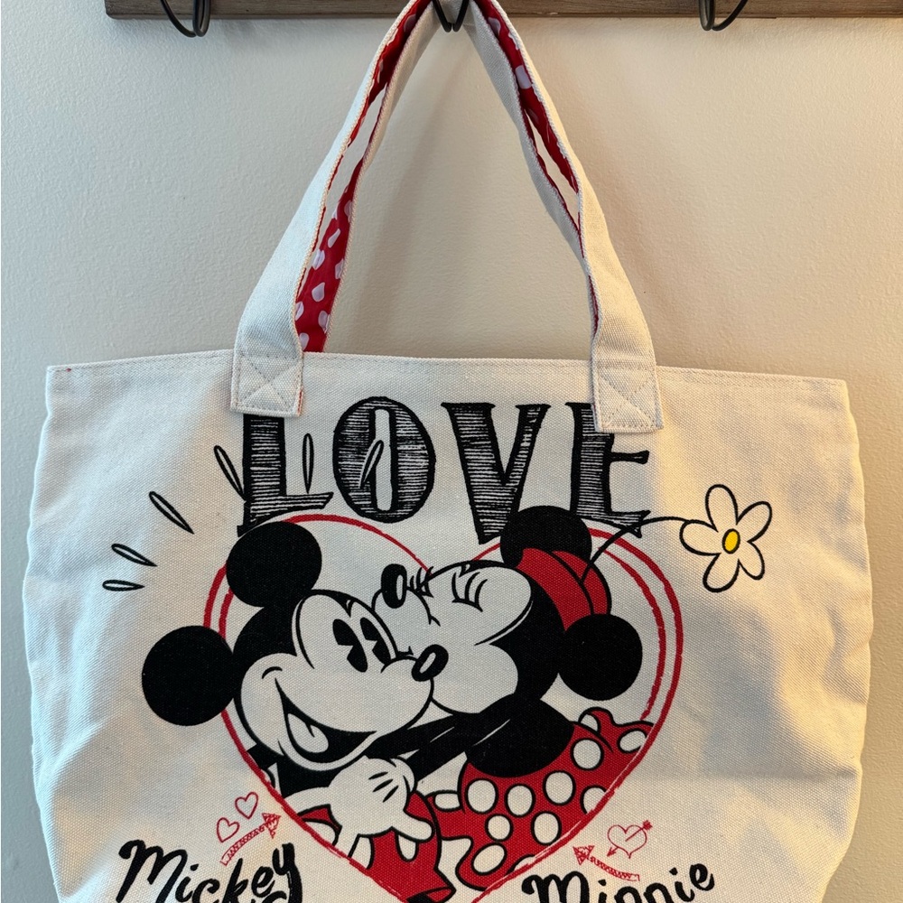 Disney Love Tote Bag - White and Black with Red Accents